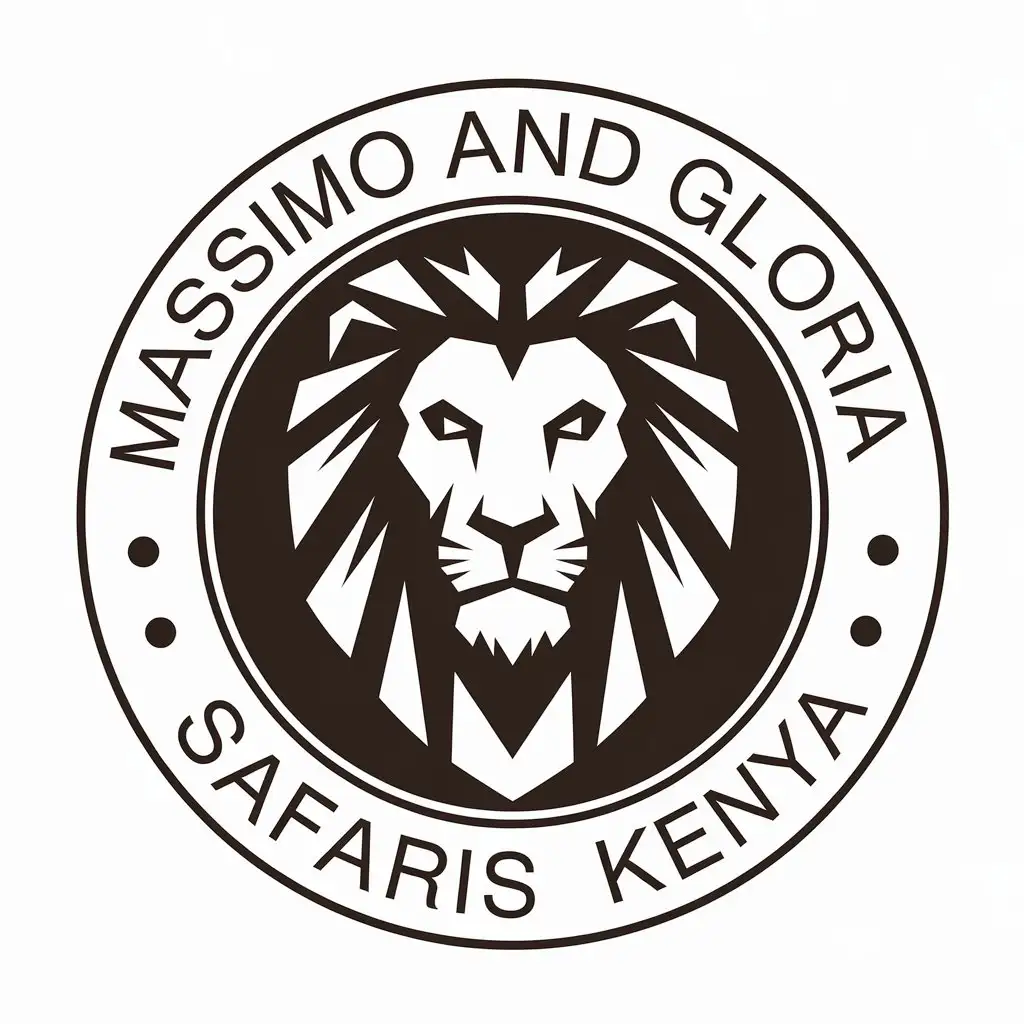 LOGO Design for Massimo and Gloria Safaris Kenya Lion Symbol with Travel Industry Theme