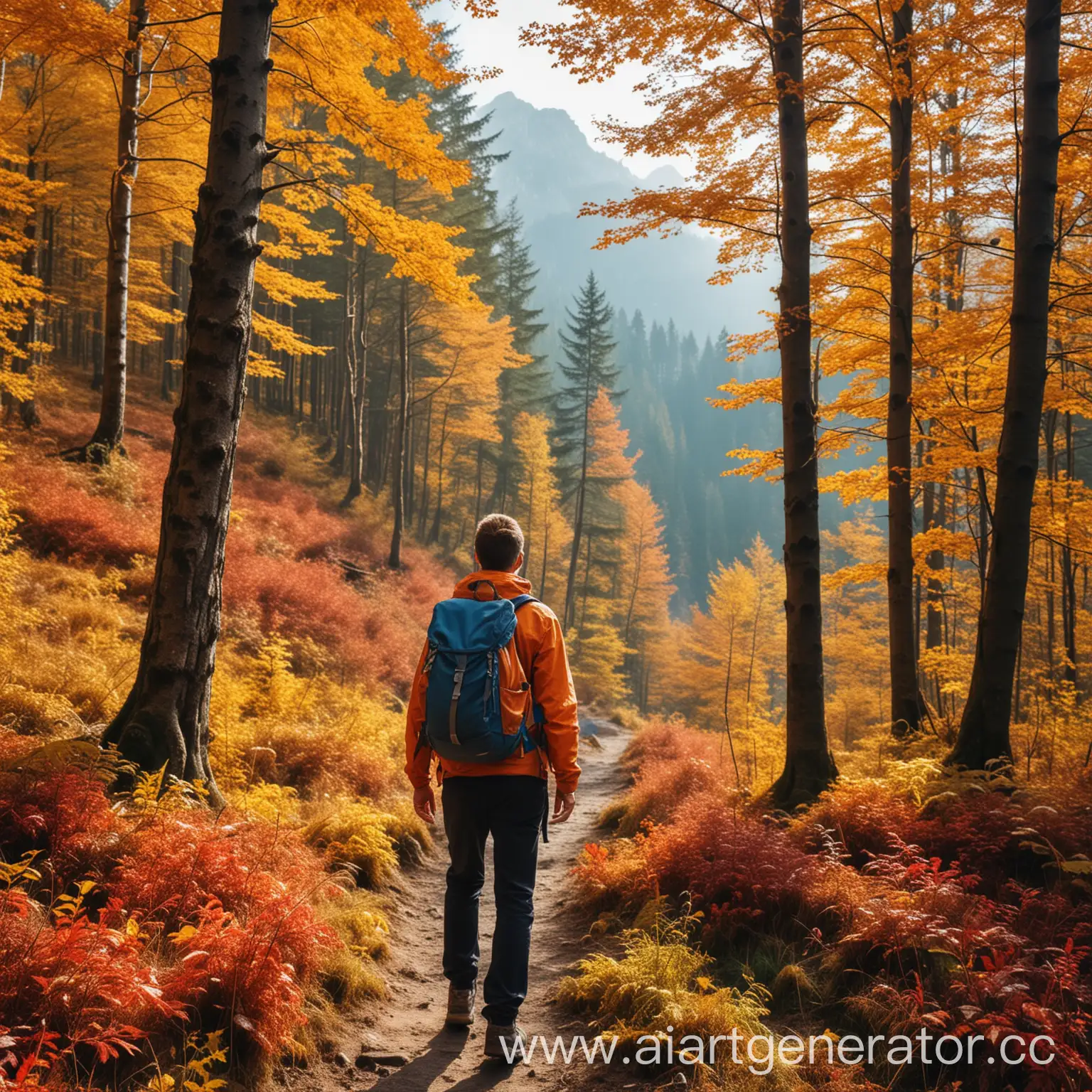 Diverse-Autumn-Forest-Mountains-HighQuality-Tourists-Backpacking-Amid-Bright-Colors