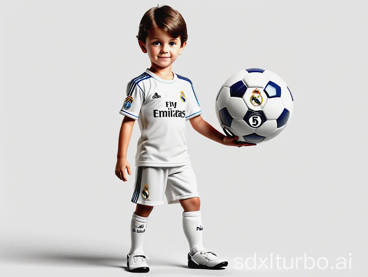 3d boy  of 5 years Real Madrid with ball