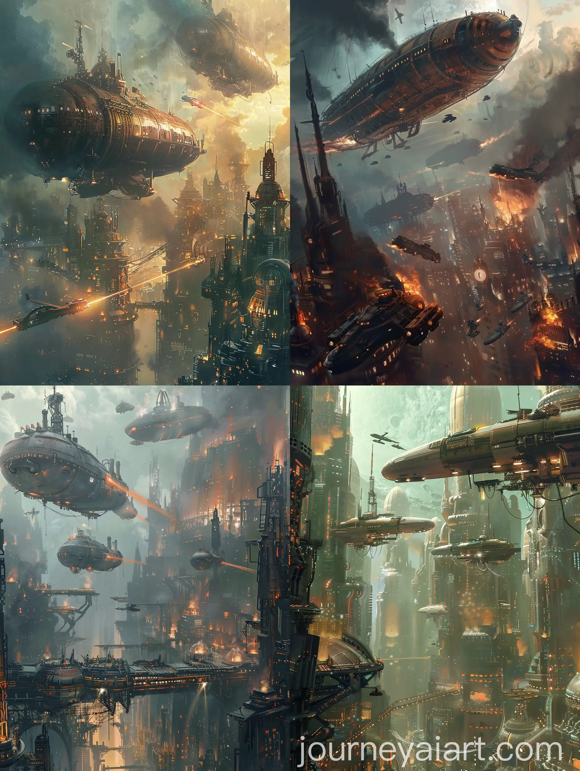 Steampunk-Airships-and-Tanks-Attack-Futuristic-City