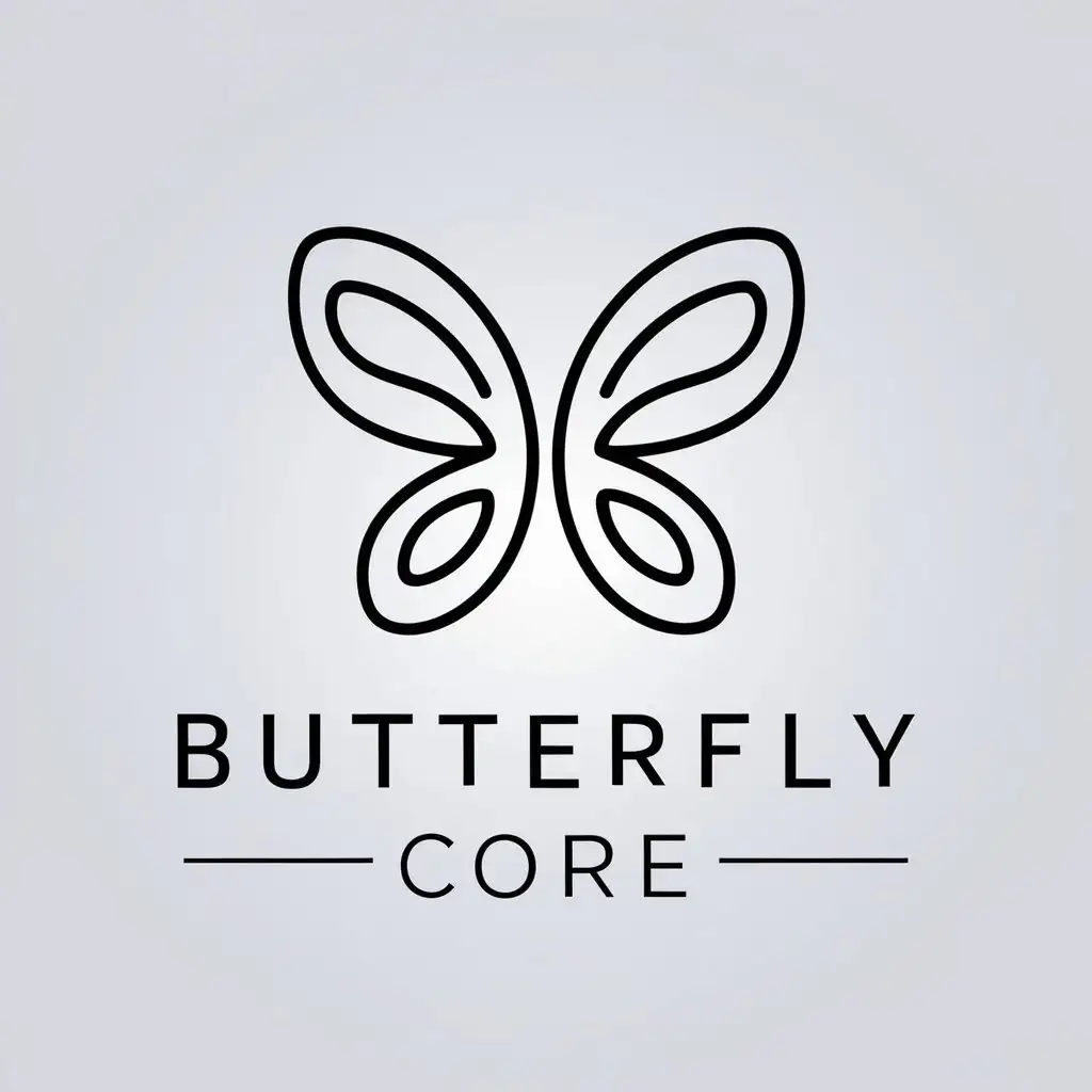 a vector logo design,with the text "Butterfly core", main symbol:Draw a logo with butterfly-shaped lines on a white background,Minimalistic,be used in Technology industry,clear background