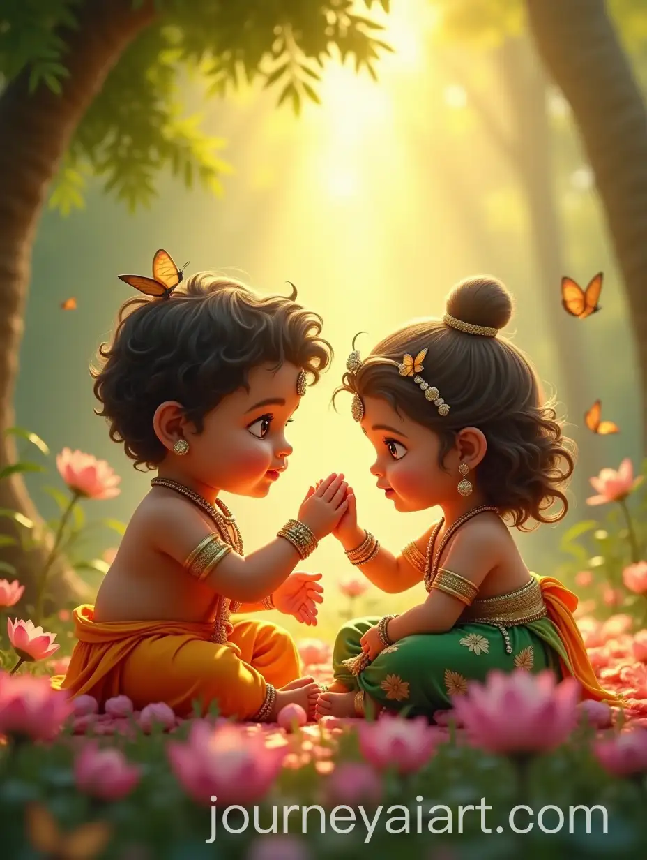 Baby-Lord-Ram-and-Baby-Goddess-Sita-Celebrating-Valentines-Day-in-a-Divine-Forest-Setting