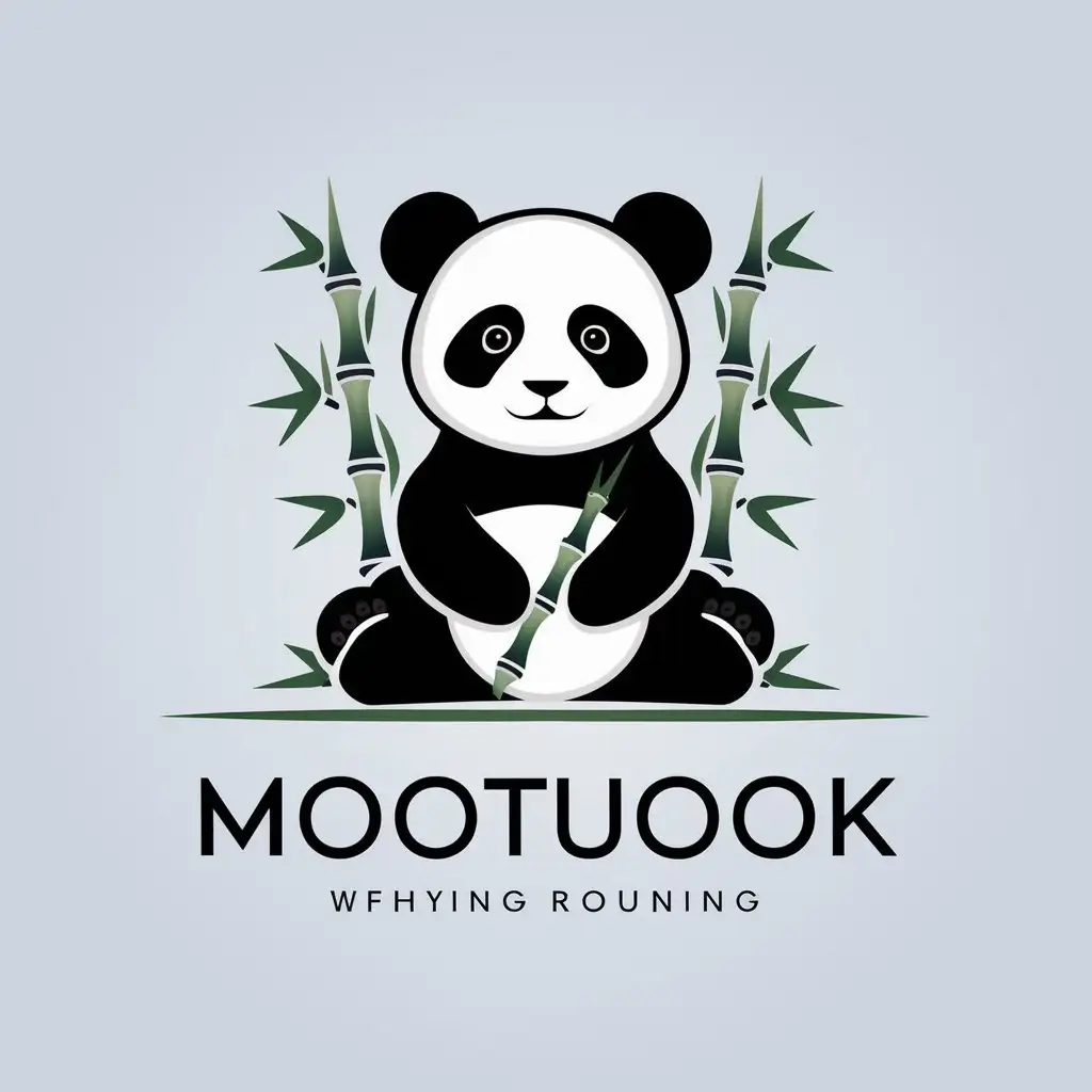 a vector logo design,with the text "mootuook", main symbol:luxury, panda, bamboo,Moderate,be used in clothing industry,clear background