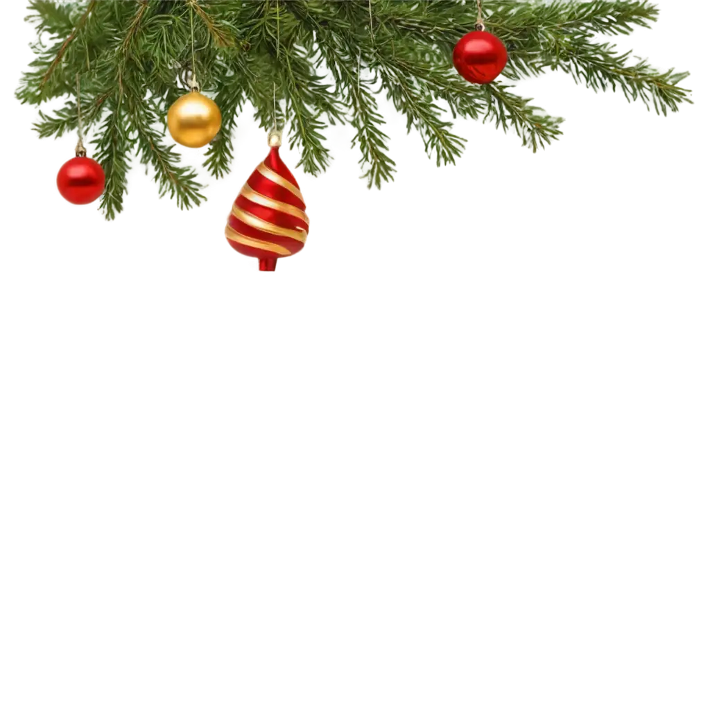 Spruce-Branch-with-New-Years-Toys-PNG-HighQuality-Transparent-Holiday-Decor-Image