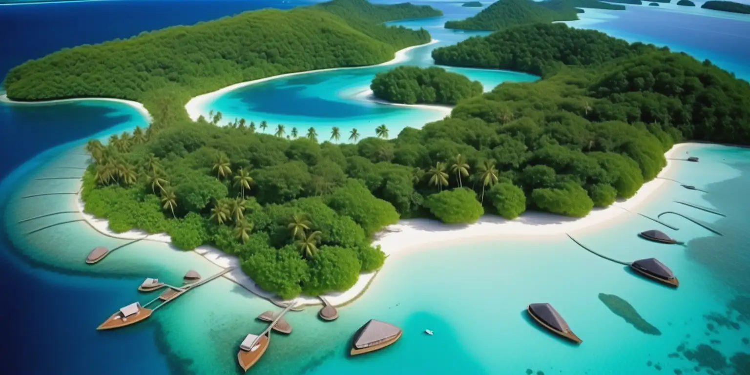 Idyllic Paradise Island with Lush Vegetation and Clear Blue Waters