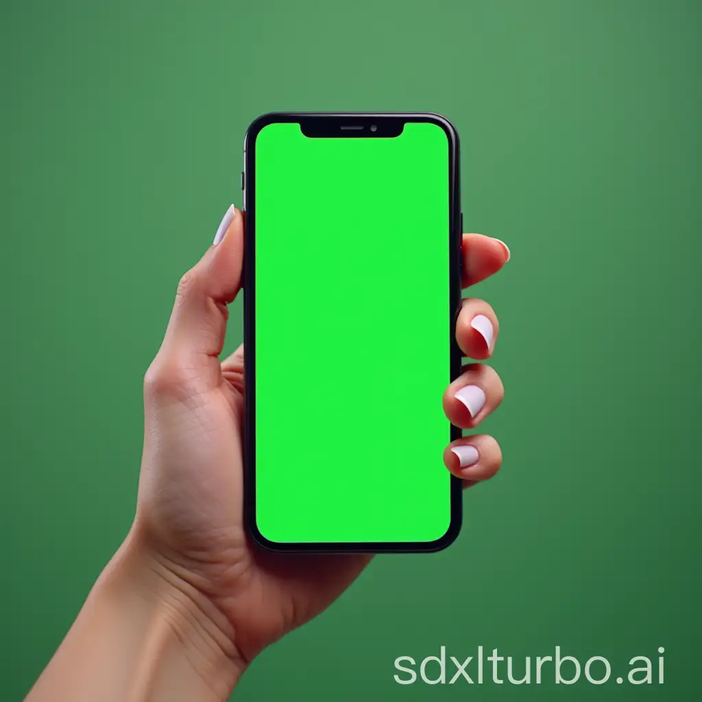 Woman-Holding-iPhone-16-Pro-Max-with-Green-Screen-Display