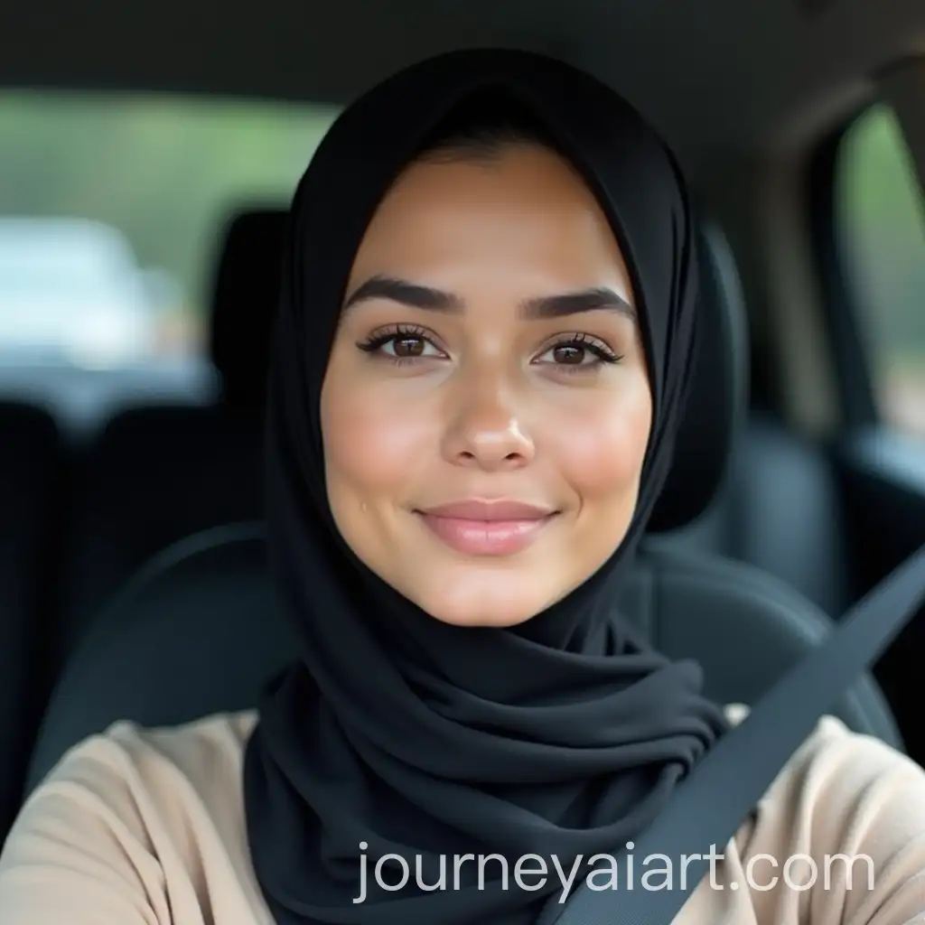 Serene-Young-Woman-in-Motion-Black-Hijab-and-Beige-Top-in-Car