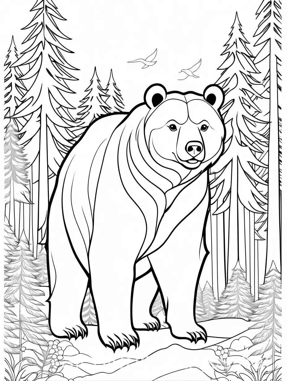 Grizzly-Bear-Coloring-Page-for-Kids-Simple-Line-Art-on-White-Background