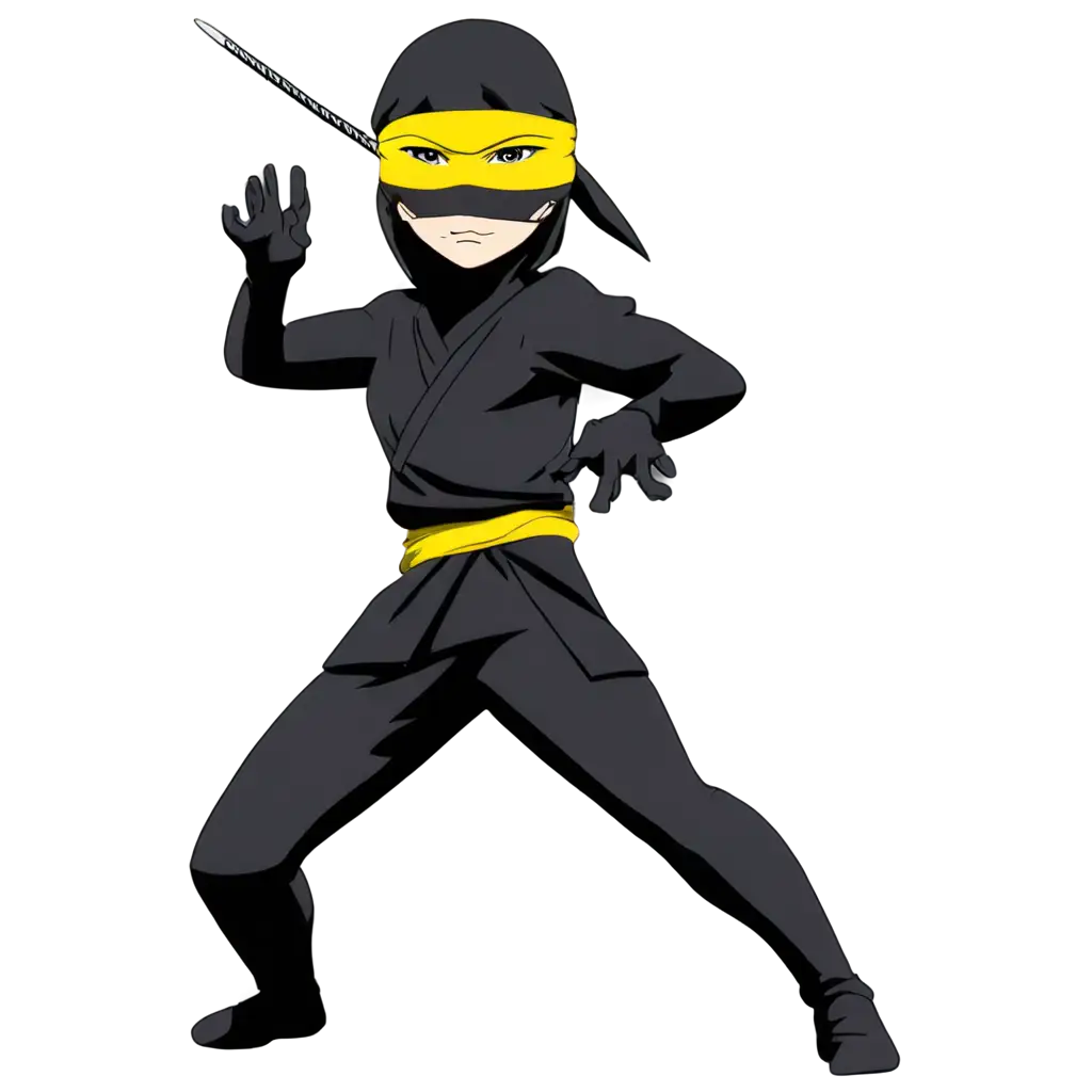 NinjaThemed-Anime-Sticker-PNG-Featuring-Hijaumuda-and-Yellow-for-HighQuality-Visual-Appeal