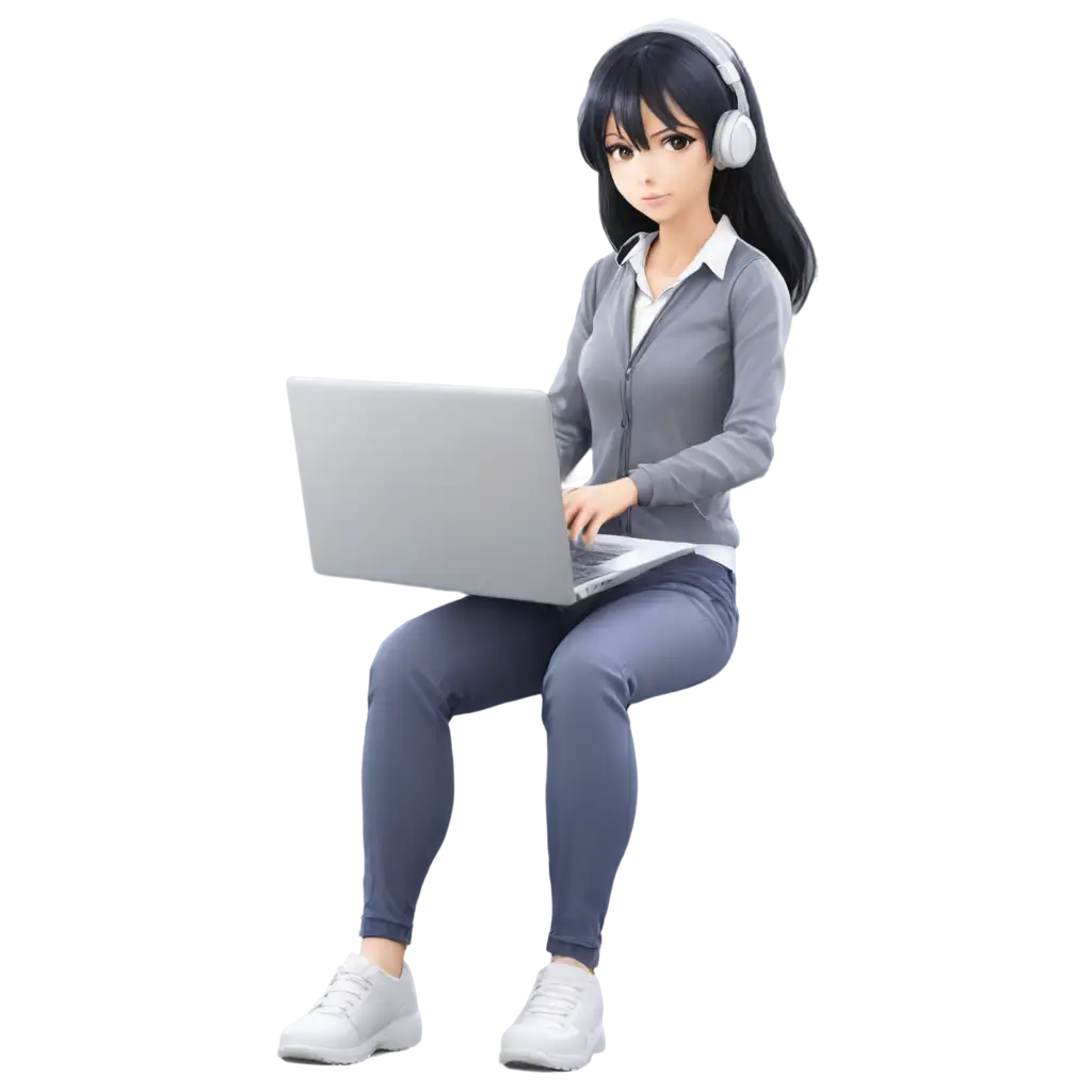 anime style female programmer