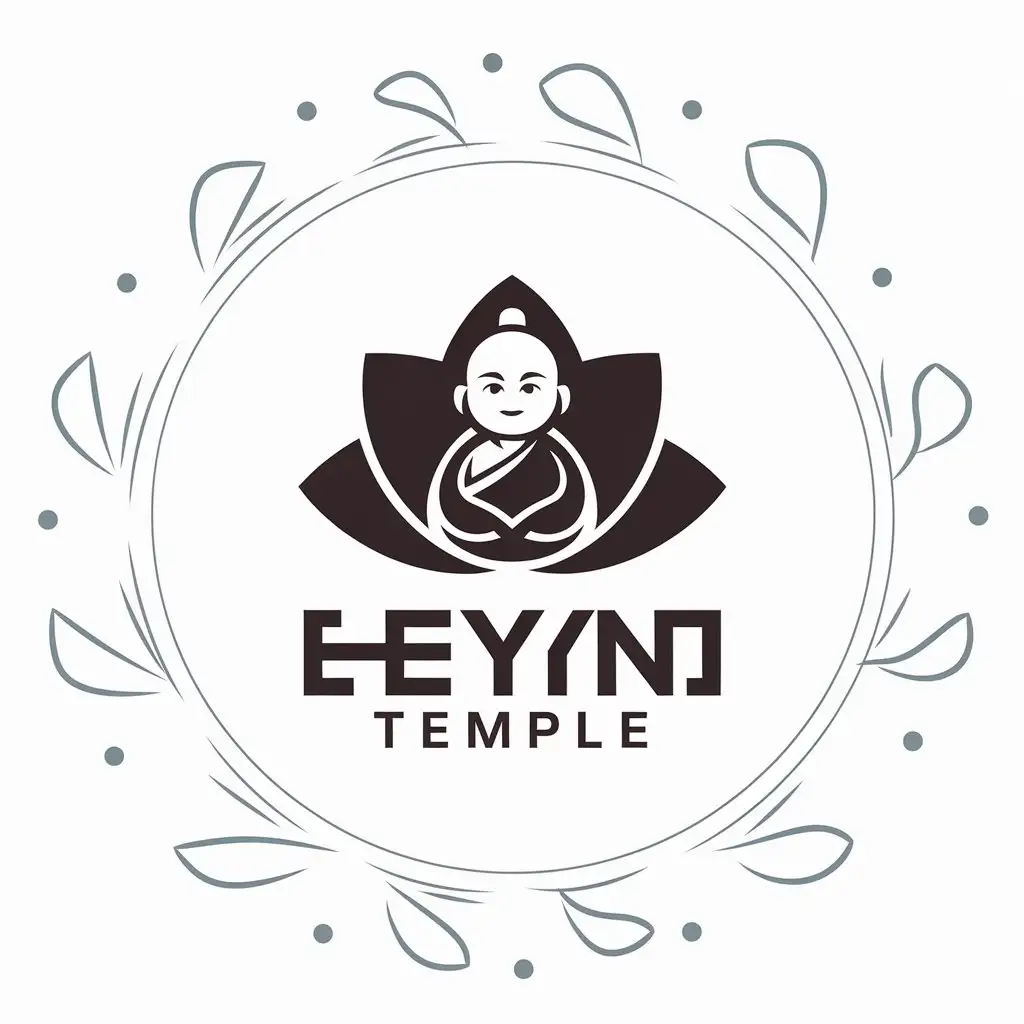 LOGO Design for He Yin Temple Small Monk Sitting on Lotus with Clear Background for Education Industry