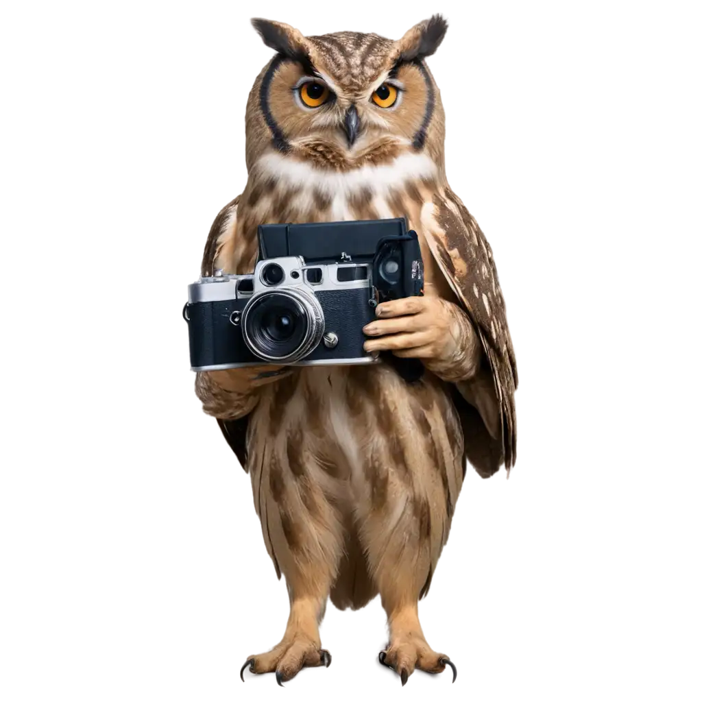 Owl-Holding-a-Camera-PNG-Image-Perfect-for-Creative-and-Professional-Projects