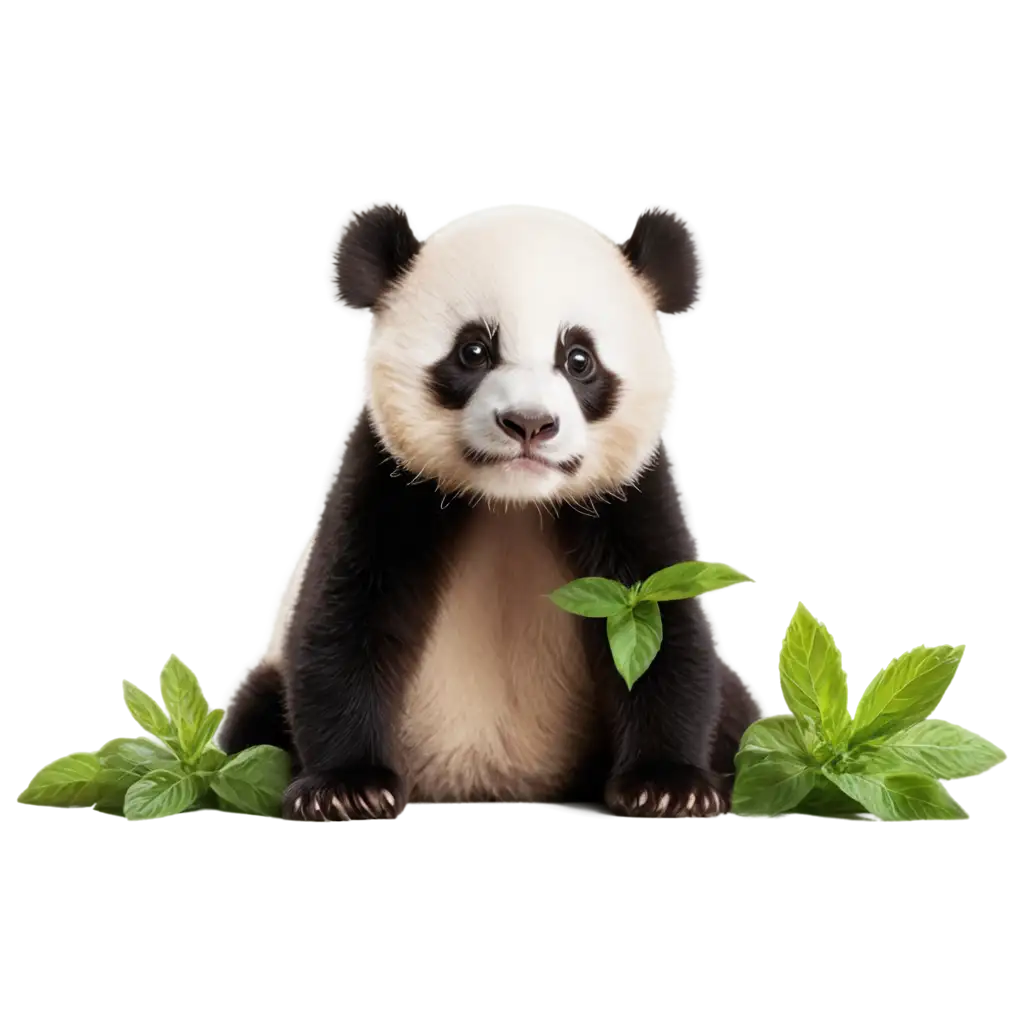 Adorable-Panda-Baby-with-Mint-Leaves-PNG-Image-for-Versatile-Use