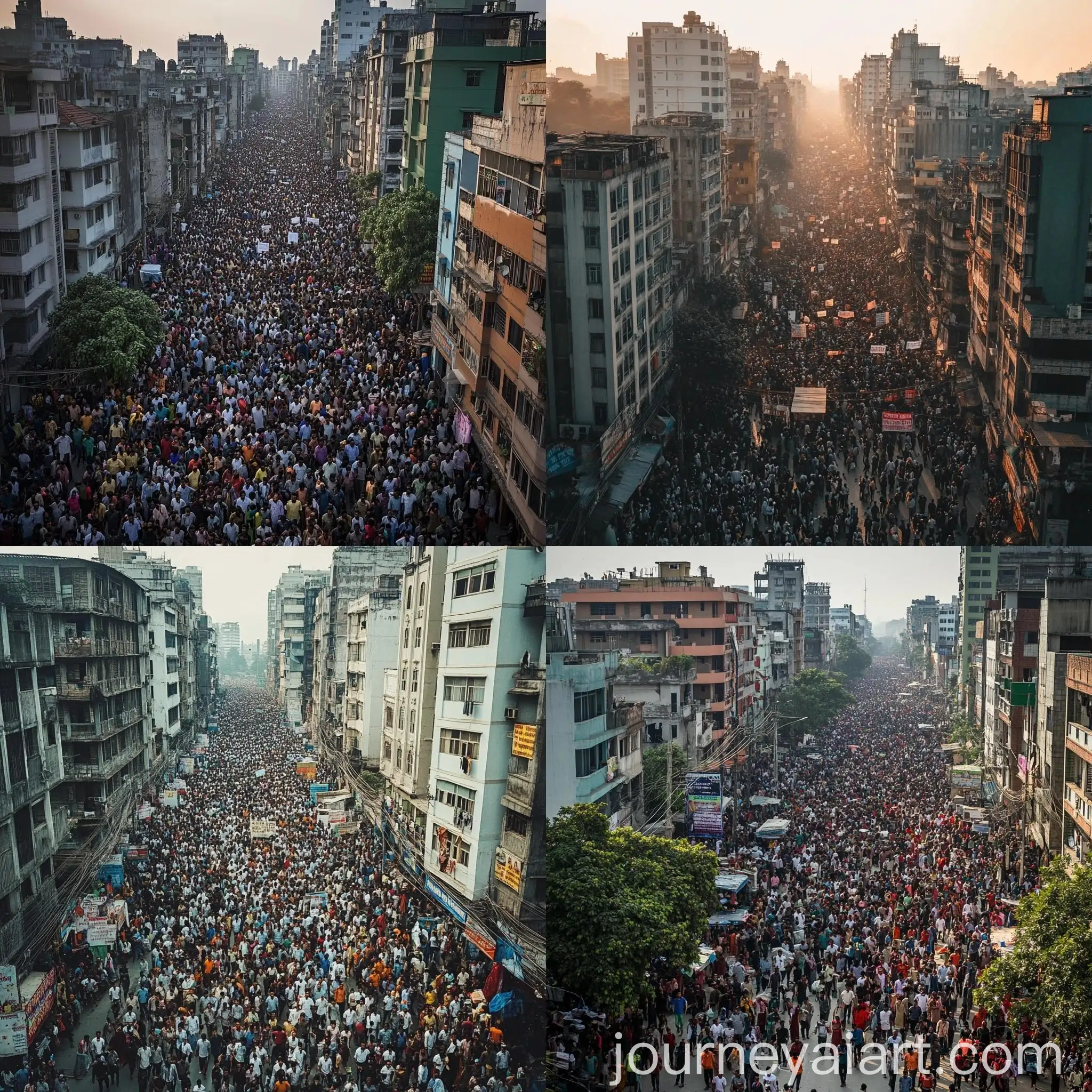 Protesters-in-Crowded-Bangladesh-Streets-Amid-Political-Unrest