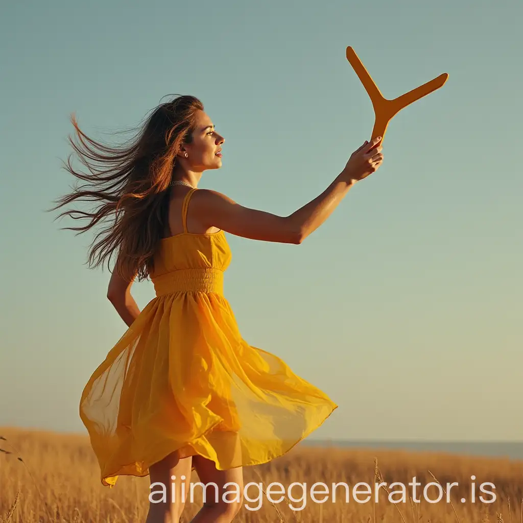 Woman-Catching-a-Boomerang-in-the-Air