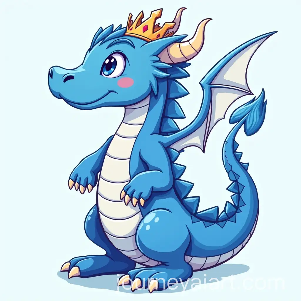 Mythological-Thunder-Dragon-in-Blue-and-White-with-Minimal-Jewelry