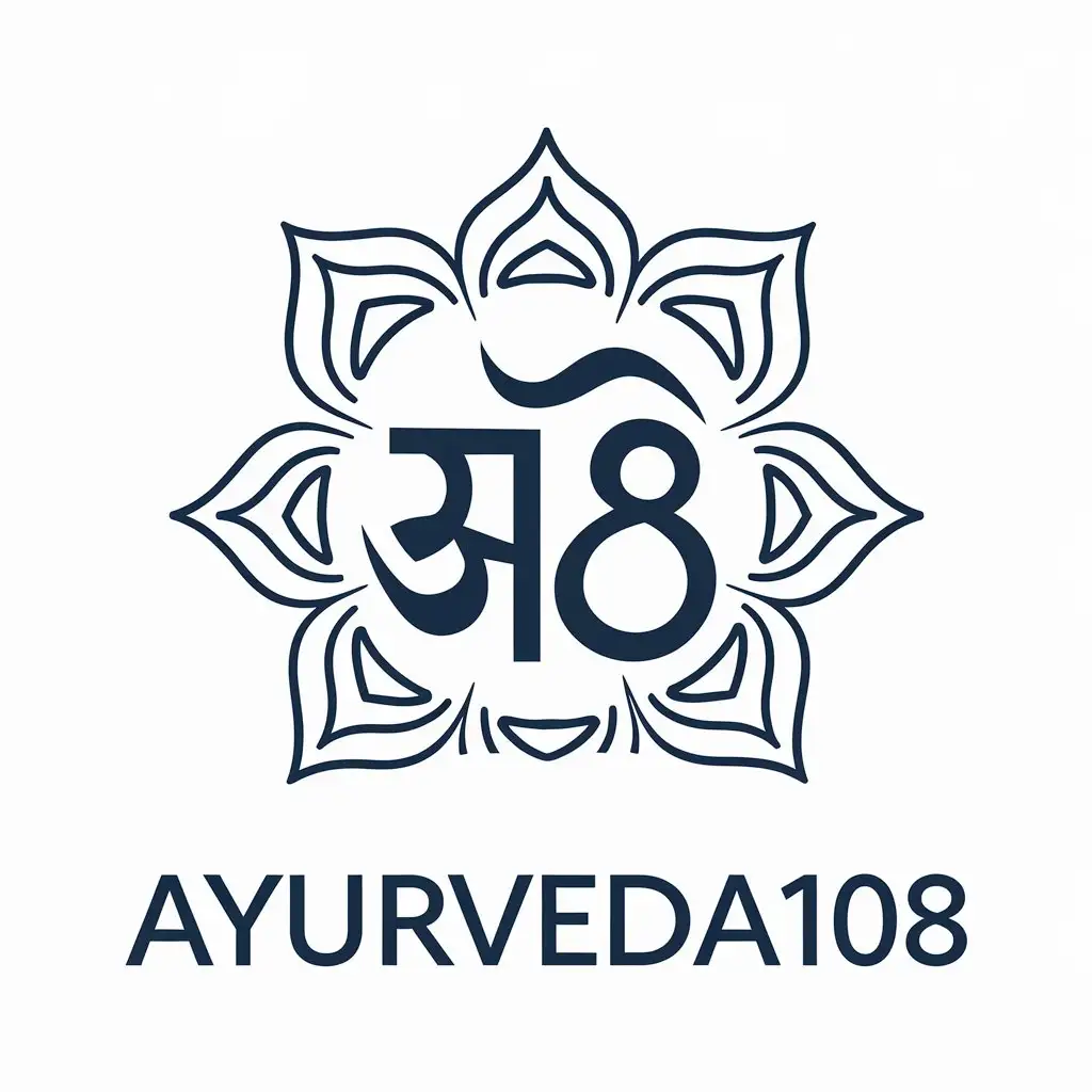 LOGO Design for Ayurveda108 Vector Style with Symbol 108 and Clear Background