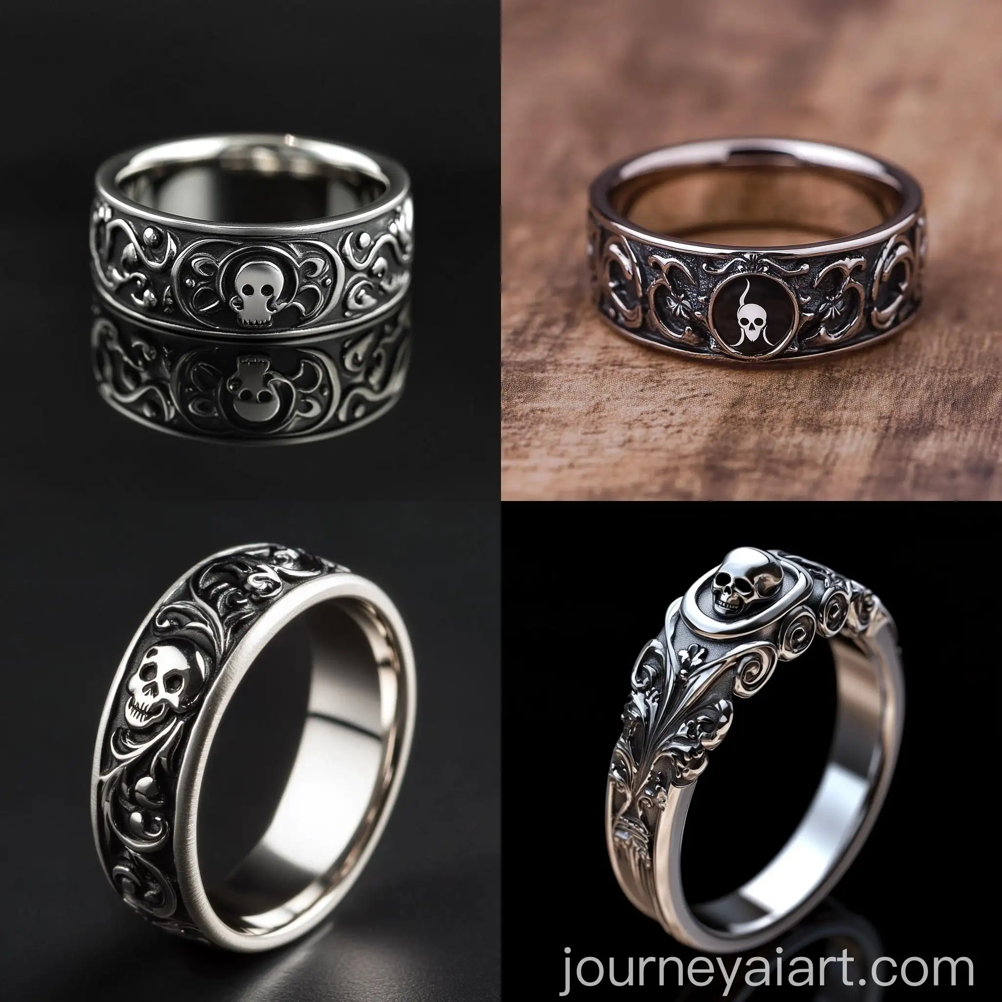 Gothic-Style-Cartoon-Ghost-Skull-Wedding-Ring