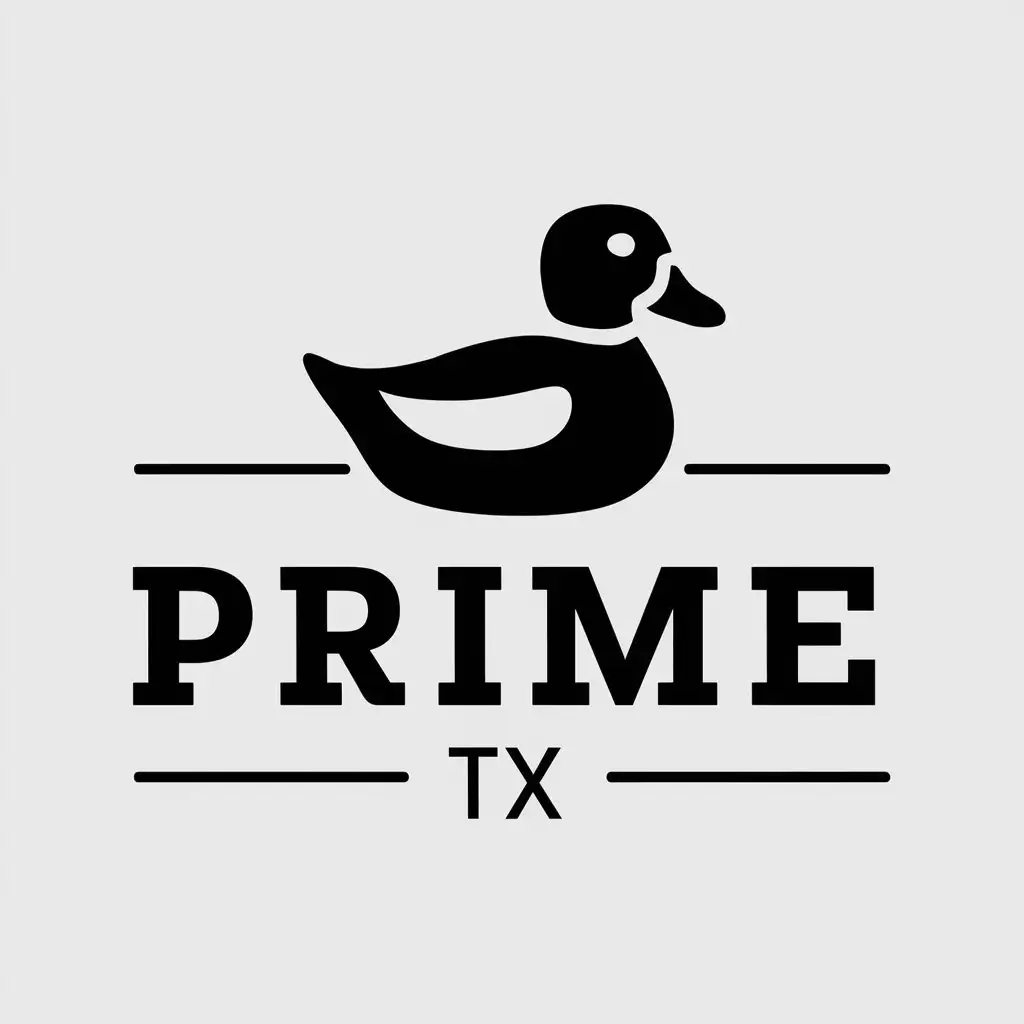 a vector logo design,with the text "Prime TX", main symbol:Duck,Moderate,clear background