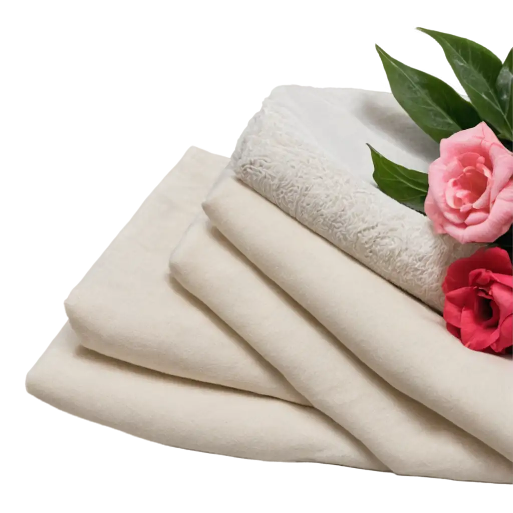 Folded-Laundry-and-Flowers-PNG-Image-Perfect-for-Clear-and-Detailed-Visuals