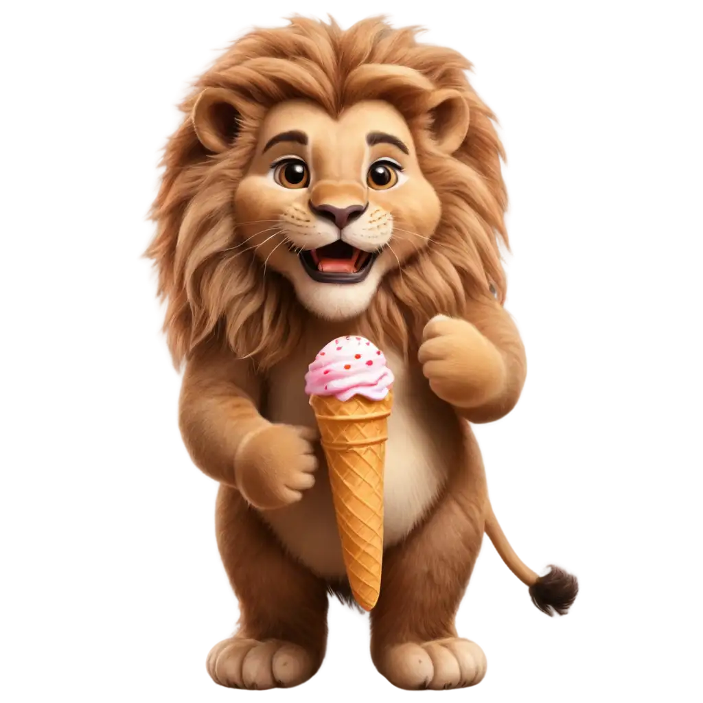 Happy-Lion-Eating-Ice-Cream-PNG-Image-Joyful-Wildlife-Illustration