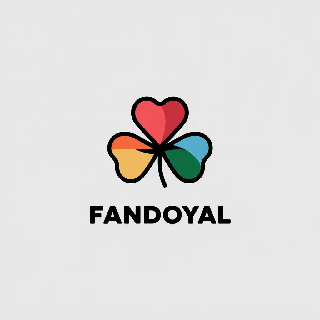 a vector logo design,with the text "FANDOYAL", main symbol:clover red colorful,Minimalistic,be used in clothing industry,clear background