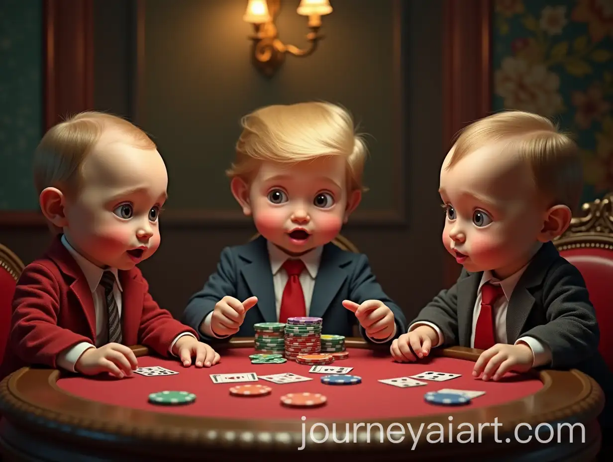 Three-Toddlers-Resembling-Famous-Leaders-Playing-Poker-at-a-Small-Table