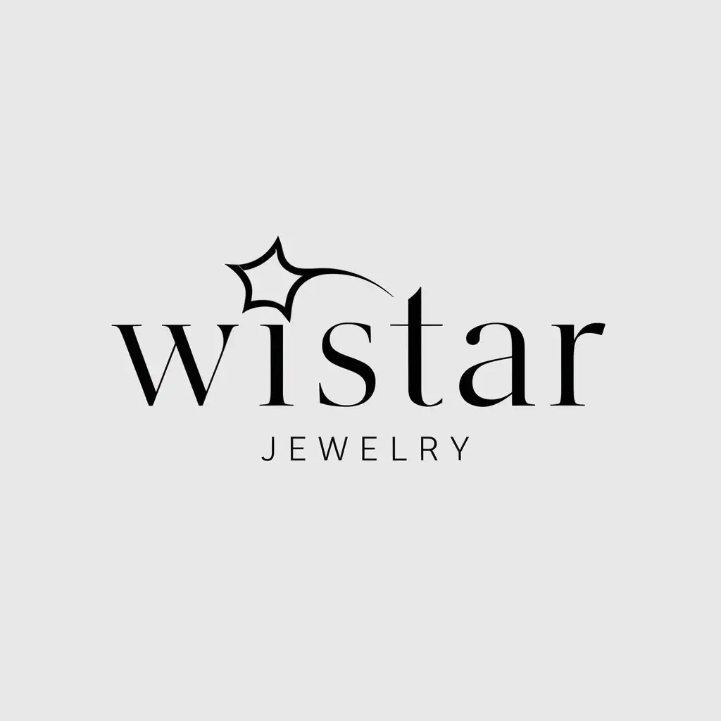 a logo design,with the text "WiStar Jewelry", main symbol:WiStar,Minimalistic,be used in  jewelry industry,clear background