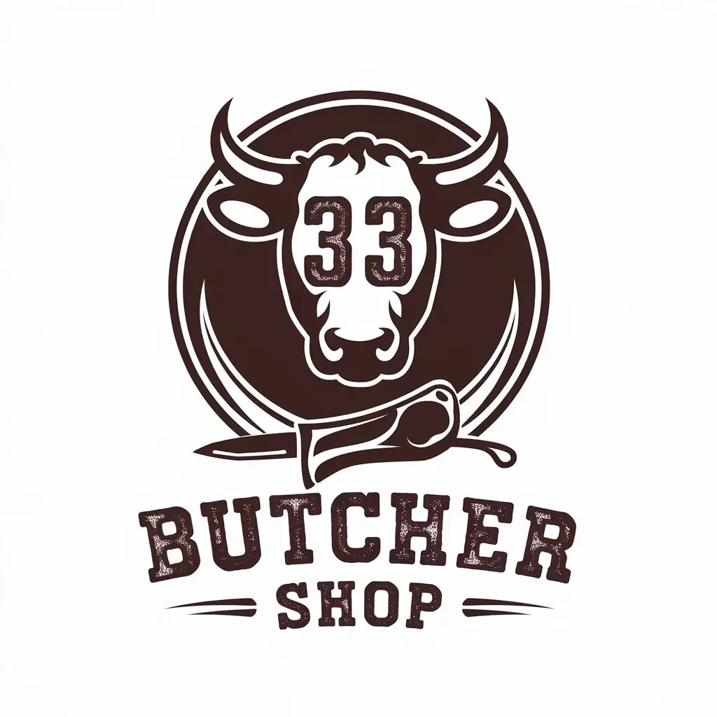 LOGO Design for 33 Butcher Shop Modern Vibrant and Engaging with a Bold EyeCatching Style