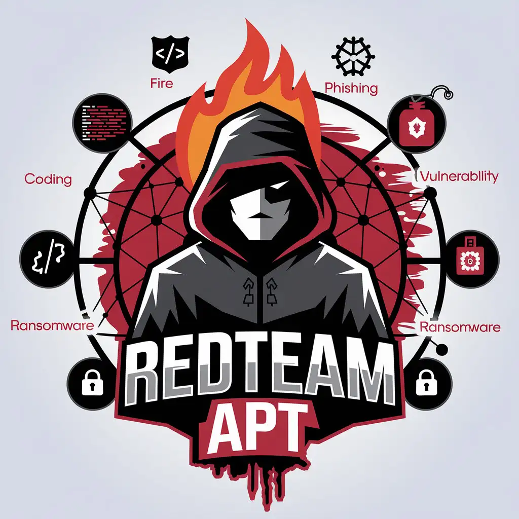 LOGO Design for RedTeam APT Vector Logo Featuring Hacker Fire and Network Themes