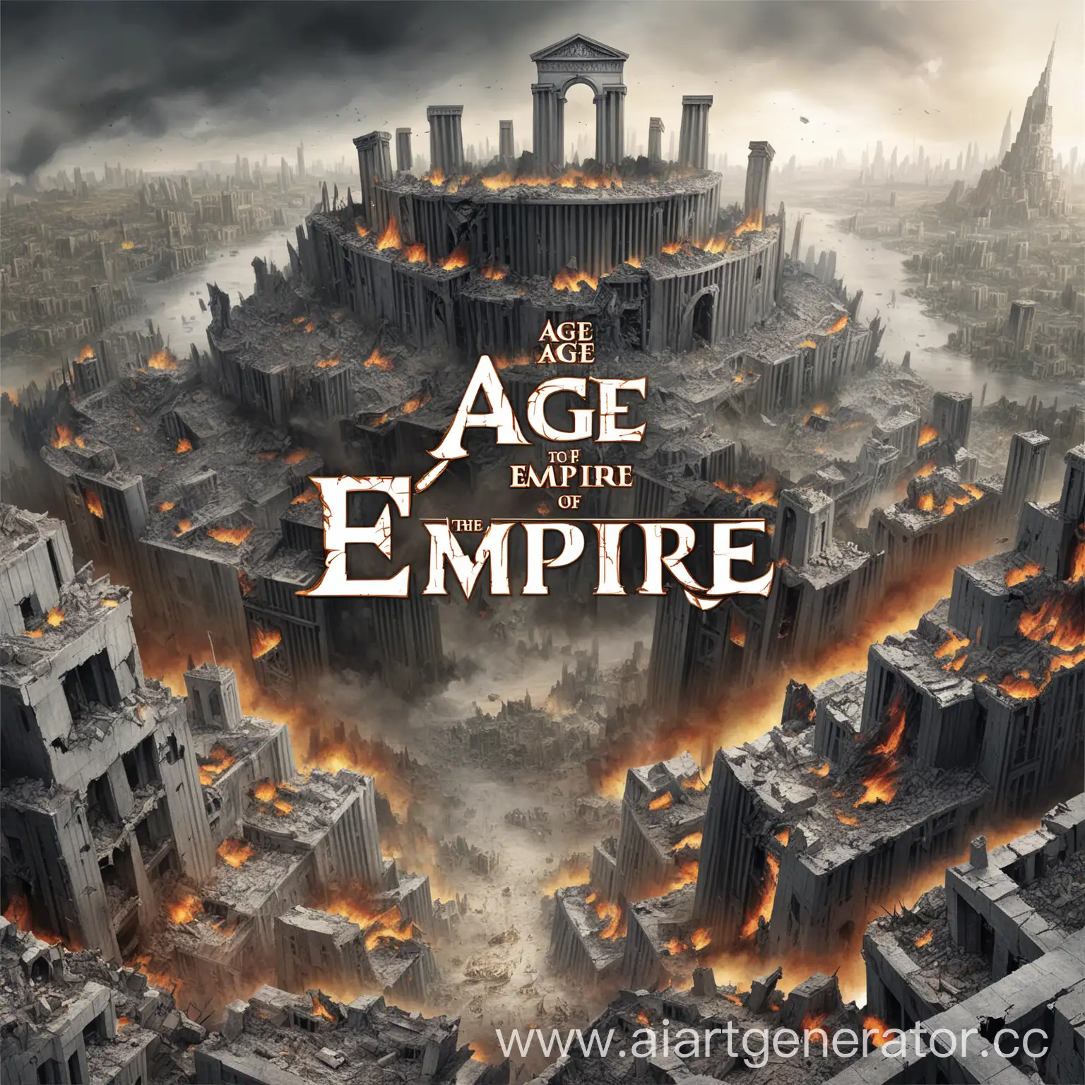 Age-Of-The-Empire-Logo-Overlooking-a-Devastated-Cityscape