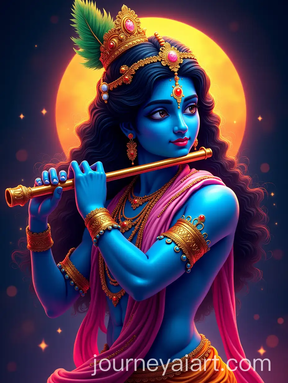 Stylized-Neon-Artwork-of-Lord-Krishna-Playing-the-Flute-in-Cosmic-Background