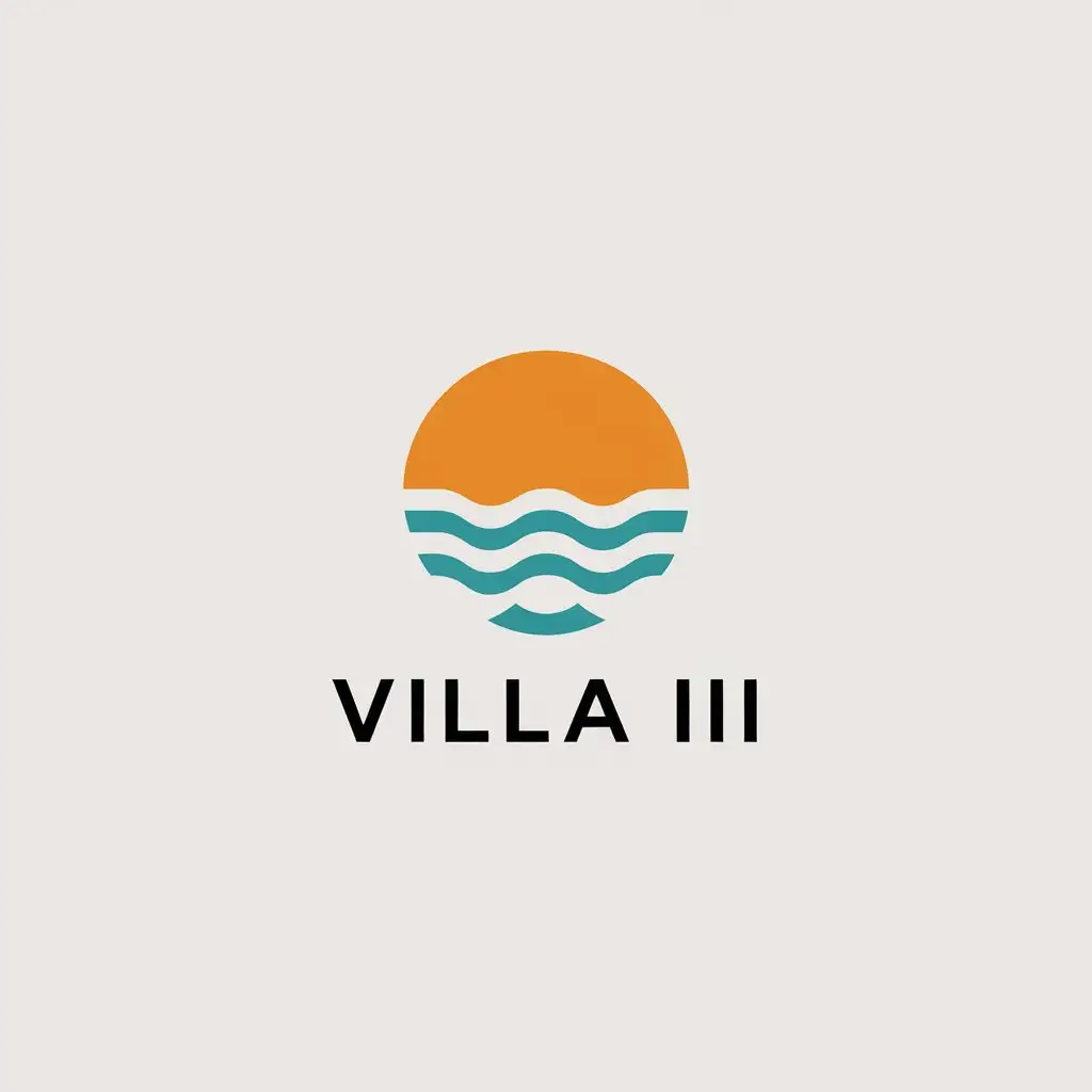 LOGO Design for VILLA III Sunset Symbol with Minimalistic Travel Theme