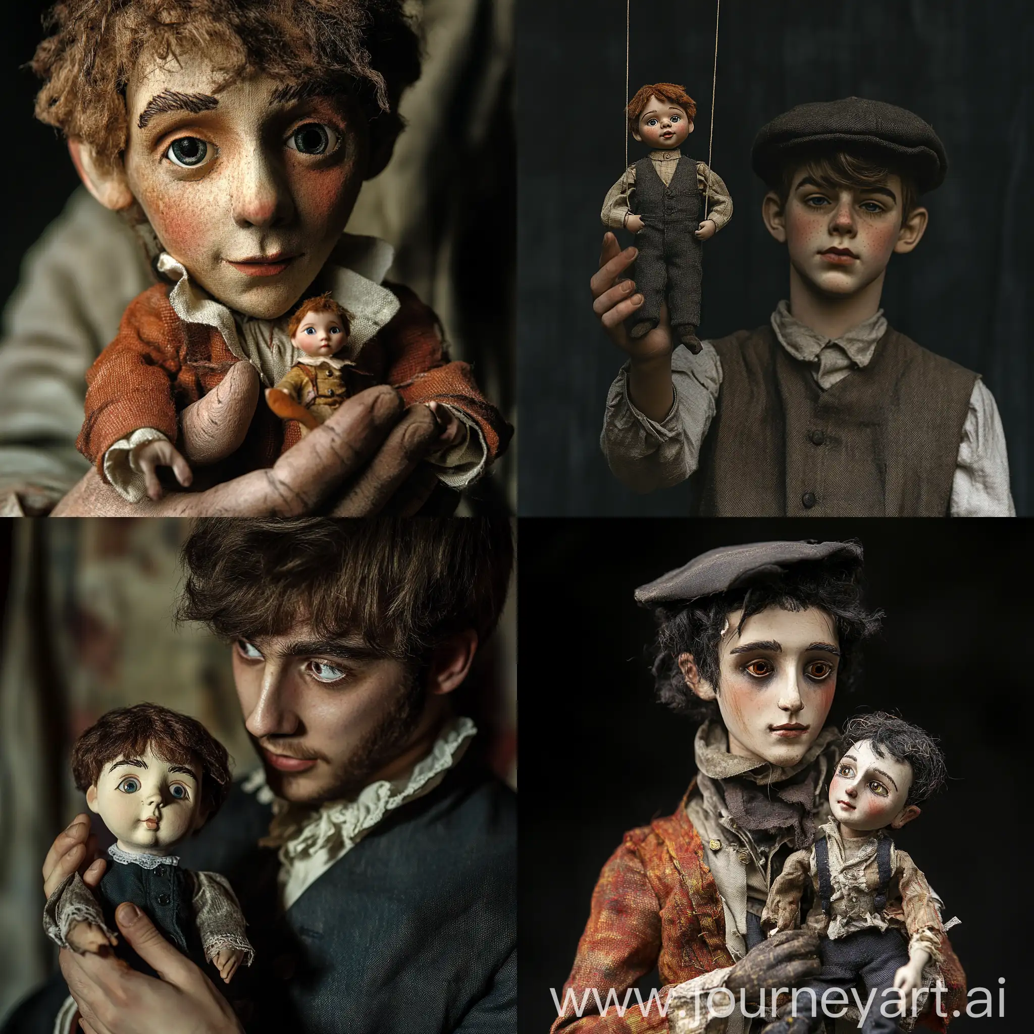 Puppeteer-Holding-Boy-Doll-in-Studio-Setting