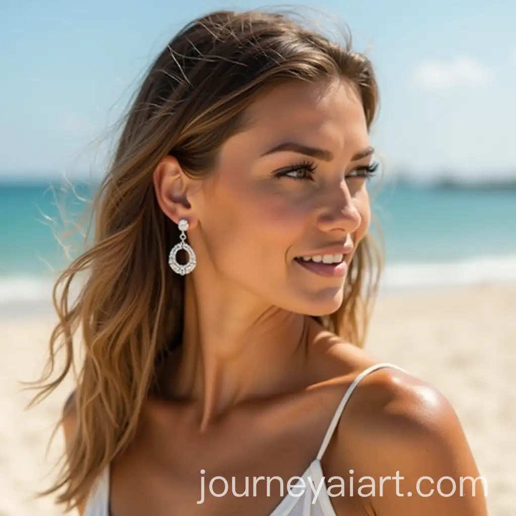 Elegant-Diamond-Circle-Earrings-Displayed-onAI-Art-Prompt-Expansion-the-Beach