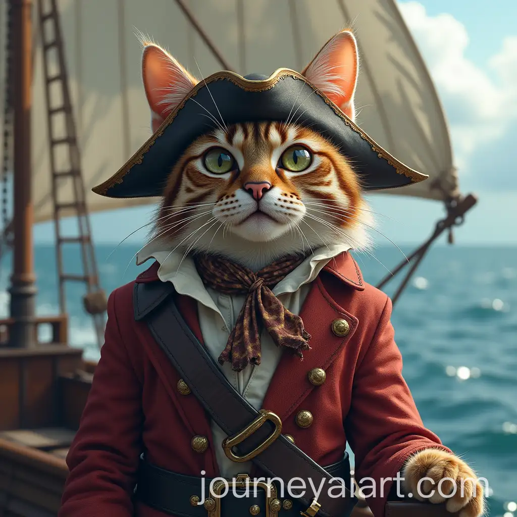 Adventurous-Pirate-Cat-Steering-a-Large-Ship