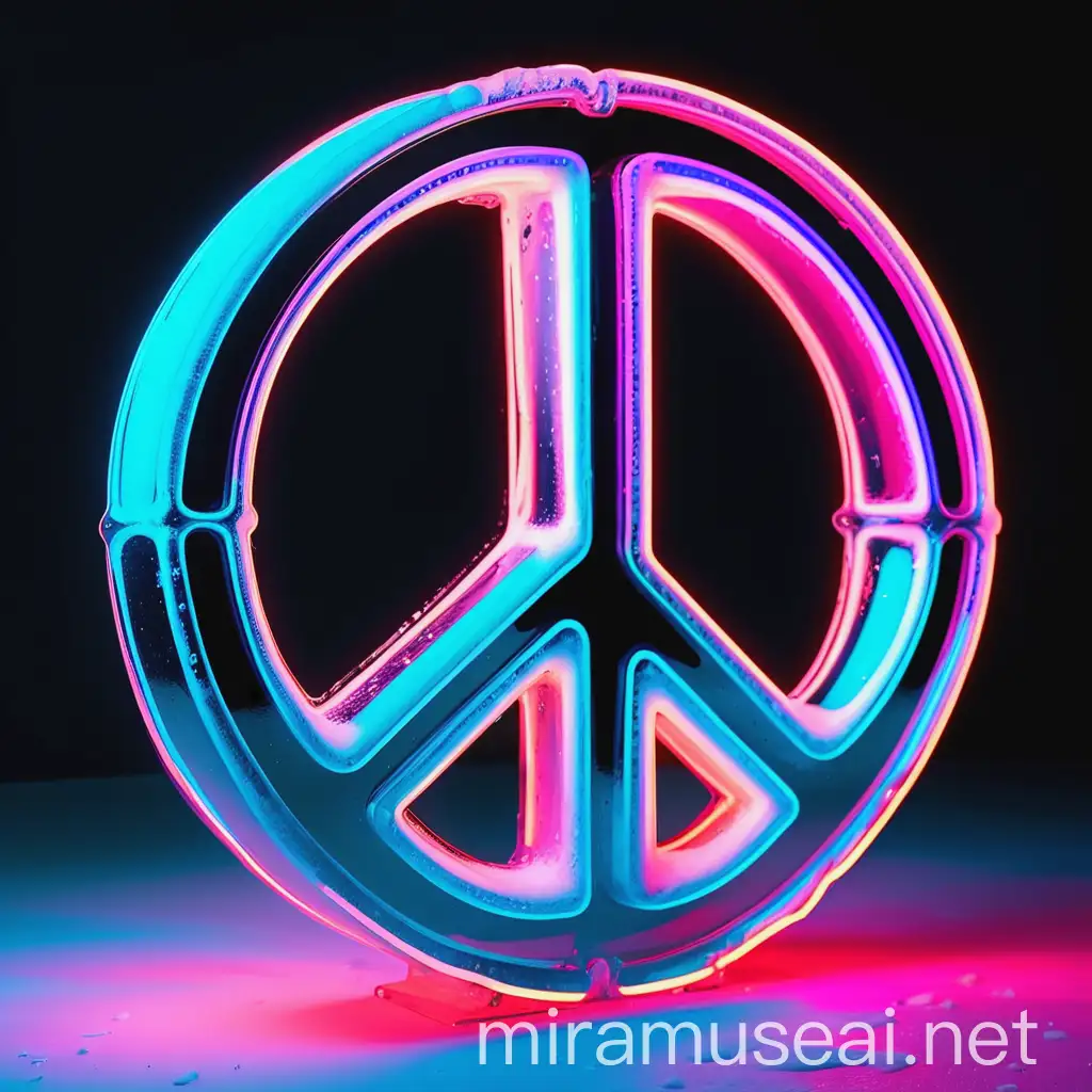 Icy Neon Glow Vibrant Peace Word Display