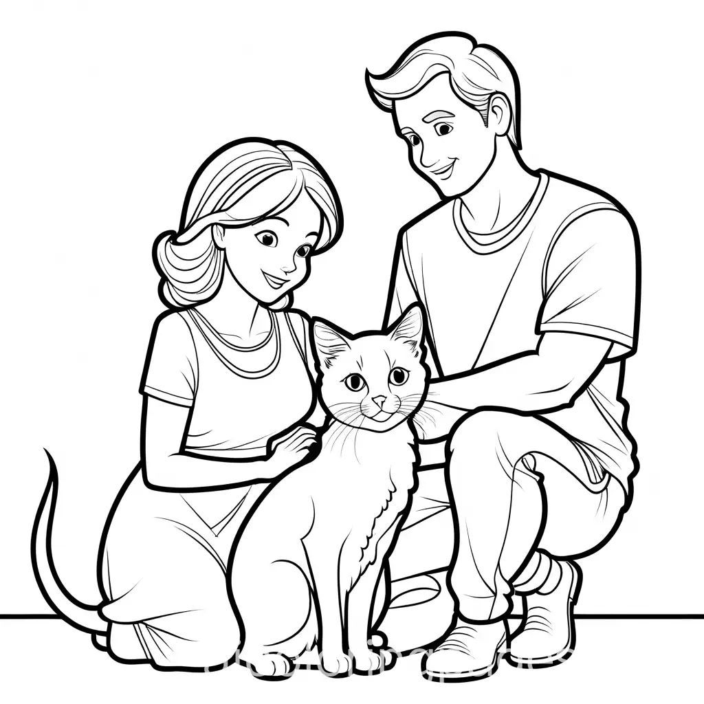 Friendly-Cartoon-Characters-Playing-with-Kittens-Coloring-Page