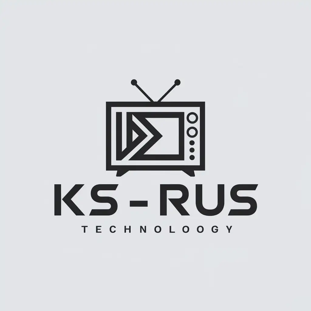 a logo design,with the text "KS-RUS", main symbol:TV set,complex,be used in Technology industry,clear background