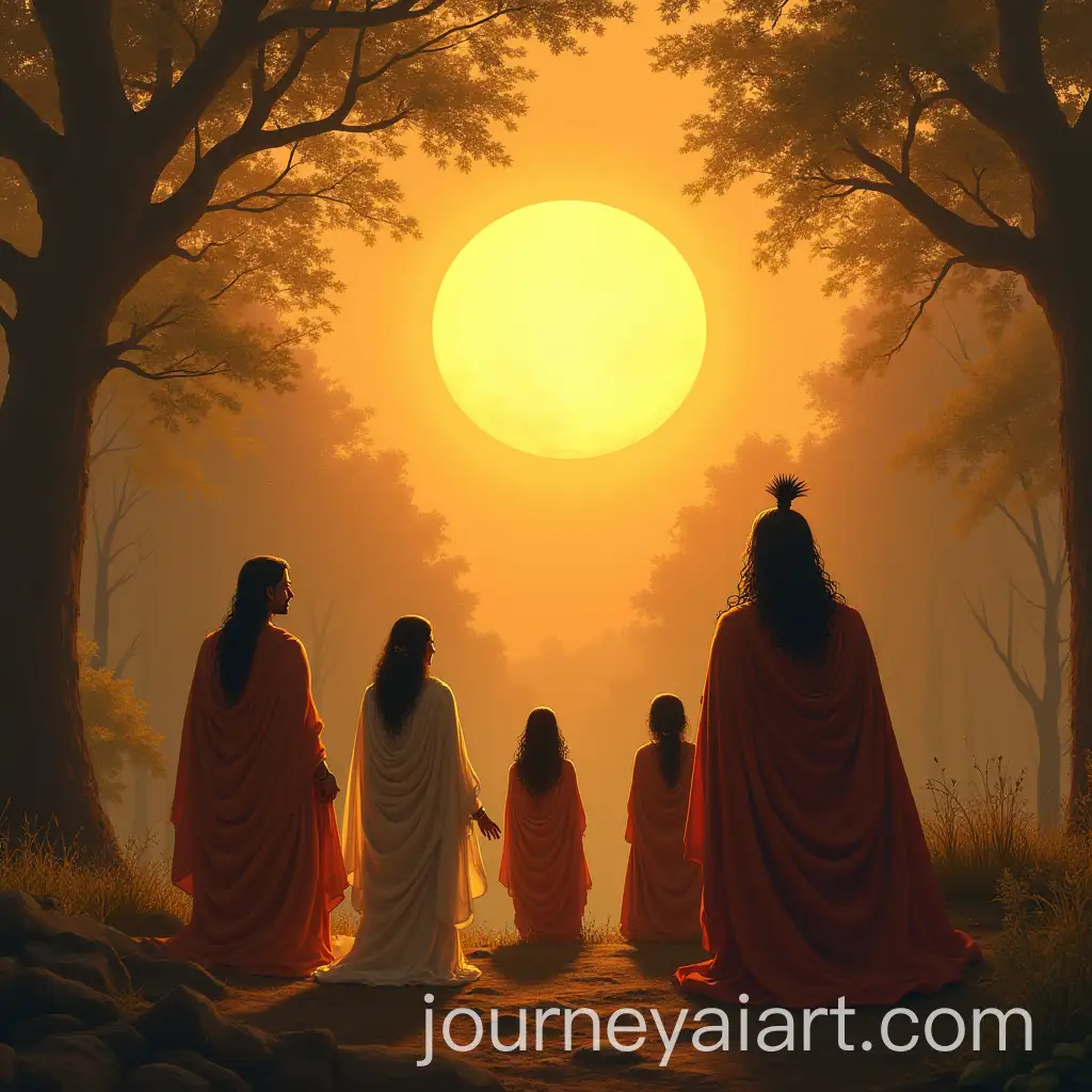 Draupadi-and-the-Pandavas-Praying-to-the-Sun-God-in-Exile