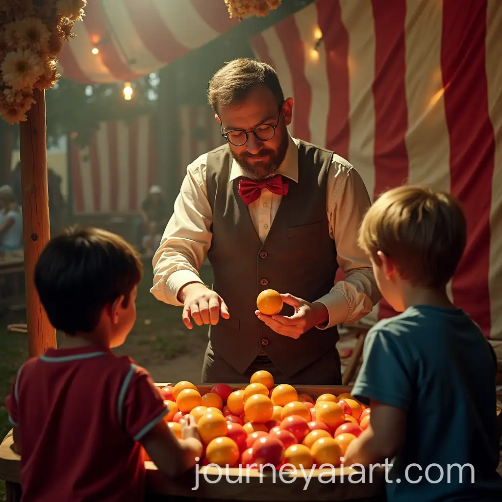 Circus-Ball-Seller-Crafting-Figures-Amid-Childrens-Amazement