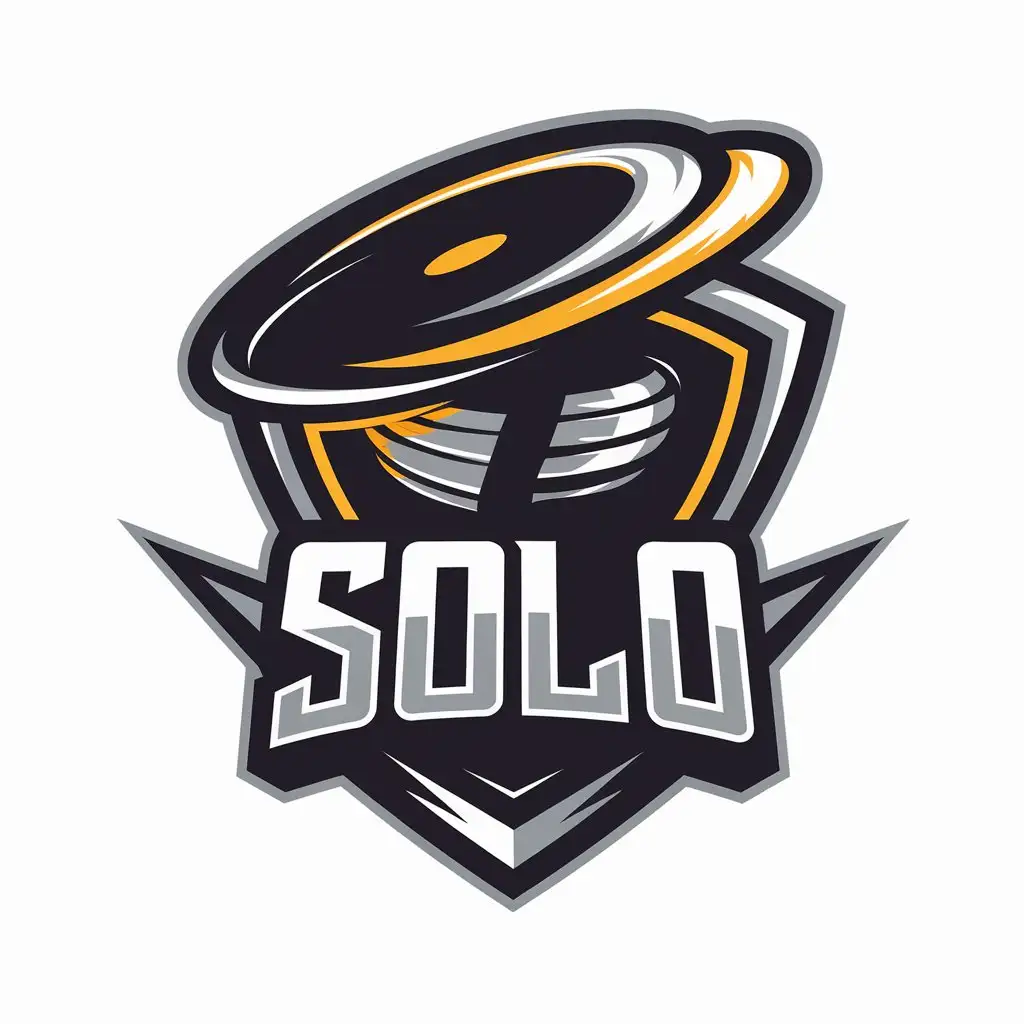 a vector logo design,with the text "SOLO", main symbol:flying disc/sport/flying/frisbee,complex,be used in Sports Fitness industry,clear background