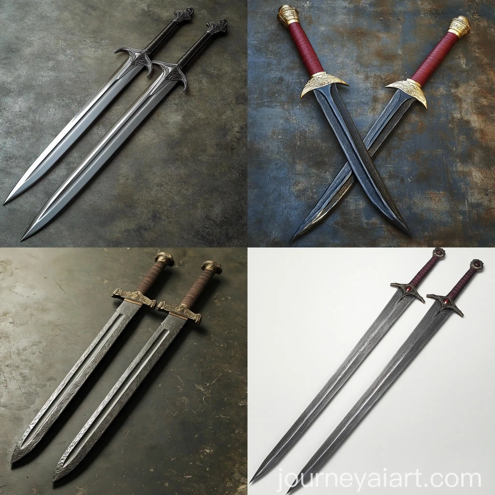 Sleek-Metallic-Swords-with-Dark-Red-and-Black-Accents
