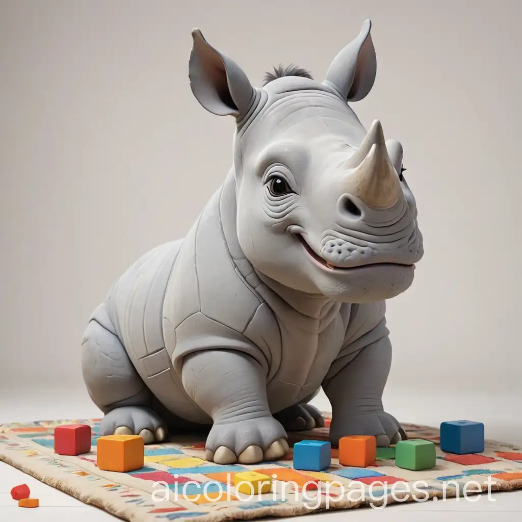 Young-Grey-Rhino-Playing-with-Blocks-on-Rug-Coloring-Page