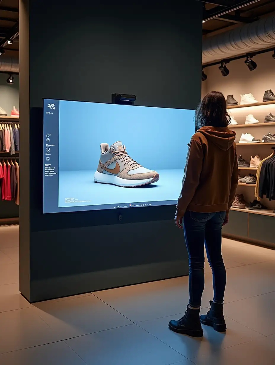 Customer-Engaging-with-Interactive-TV-in-Fashion-Retail-Store