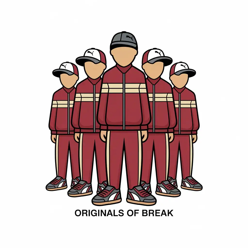 LOGO Design for Originals of Break Burgundy Tracksuits BBoys and Puma Sneakers