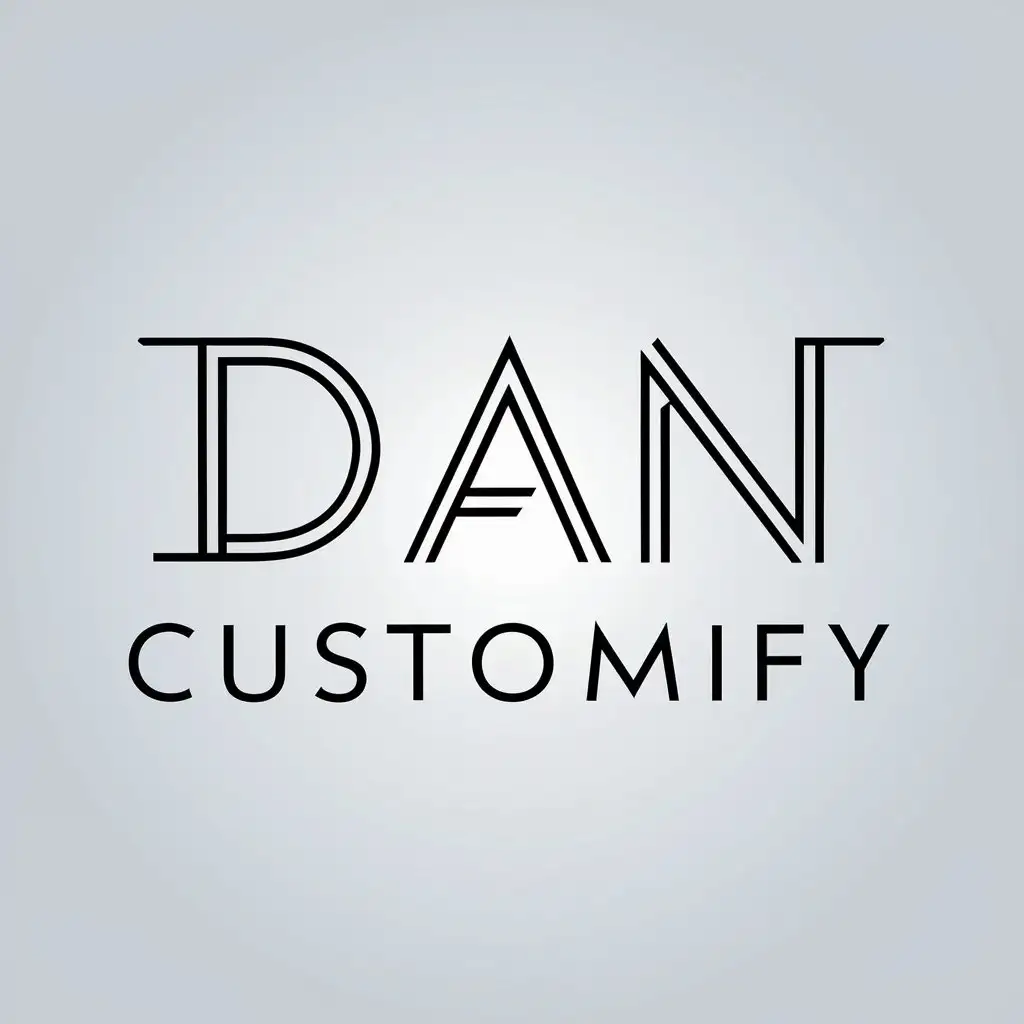 a vector logo design,with the text "dan customify", main symbol:D letter lines,Minimalistic,be used in fashion industry,clear background