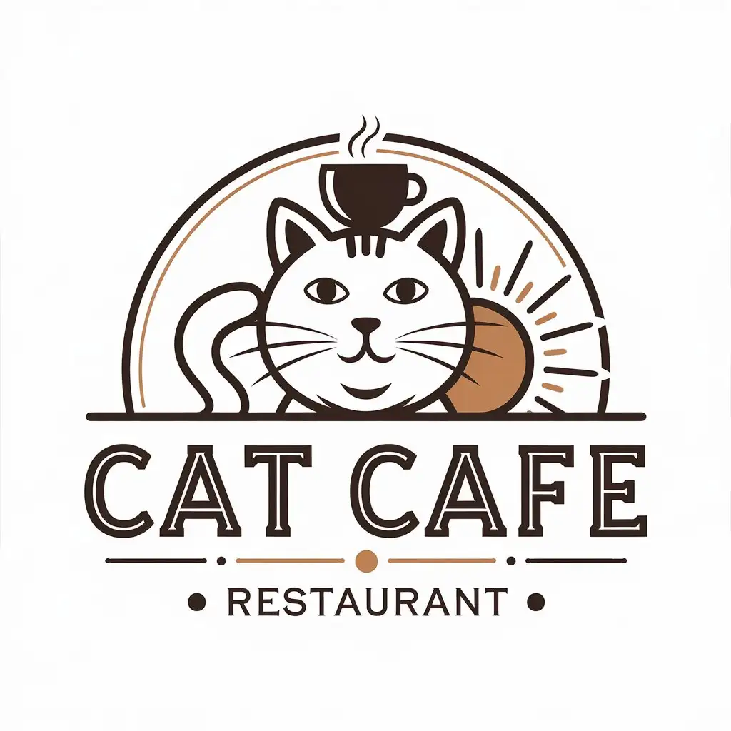 a vector logo design,with the text "cat cafe", main symbol:Cats, coffee, sunlight,Moderate,be used in Restaurant industry,clear background