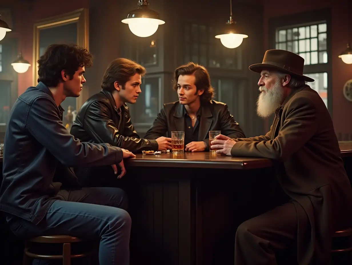 Young-Men-and-an-Older-Man-Sharing-Drinks-at-a-New-Orleans-Bar-in-1960s-Fashion