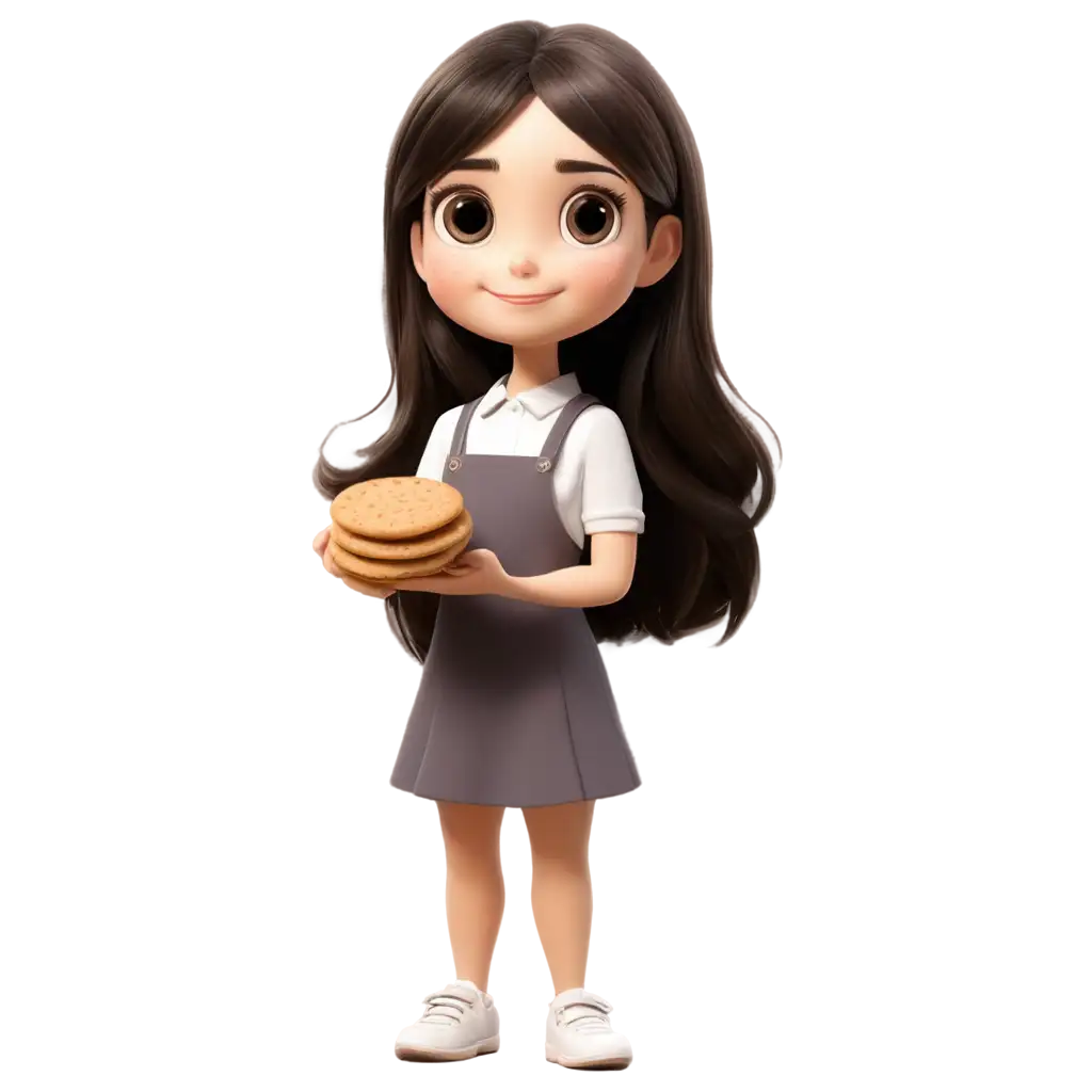 Eunice Foodie with a long hair cartoongirl holding a biscuit